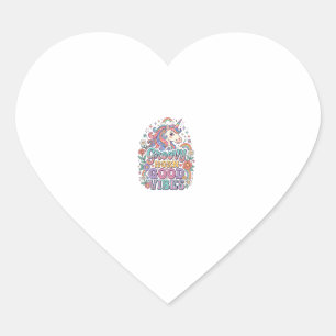 Sticker Cœur Corne Groovy Licorne Bonnes Vibrations Charmant PO