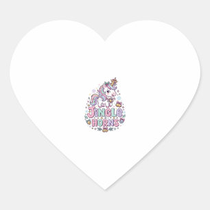 Sticker Cœur Cornes de clochettes de licorne Vêtements charmant