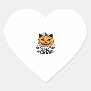 Sticker Cœur Costume de chat orange - Joli Halloween Jack-o'-la
