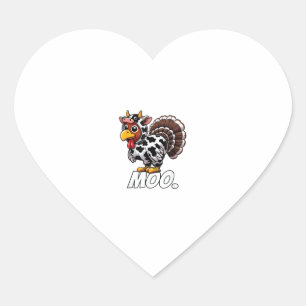 Sticker Cœur Costume de vache Turquie Thanksgiving Drôle Turqui