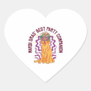 Sticker Cœur Costume du Carnaval Mardi Gras Golden Retriever Pa