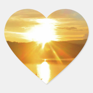 Sticker Cœur Coucher de soleil sur le lac Arrowhead