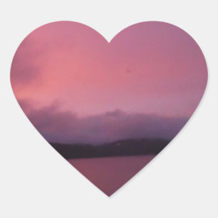 Sticker Cœur Coucher de soleil violet sur le lac Arrowhead