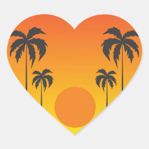Sticker Cœur Coucher du soleil