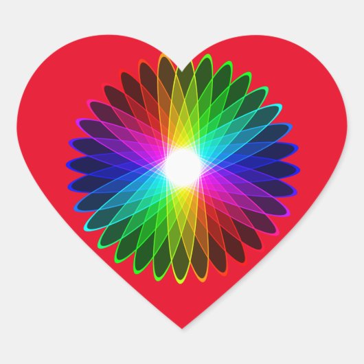 Sticker Cœur Couleur Roue Arrondi Arc-en-ciel Halo hypnotique (Devant)