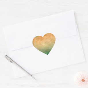 Sticker Cœur Couleurs Grunge - Orange & Vert
