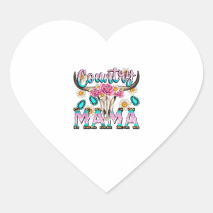 Sticker Cœur Country Mama Retro Super Vache Crâne Pays Rodéo