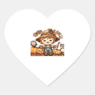 Sticker Cœur Coup d'épouvantail de automne mignon avec T-Shir C