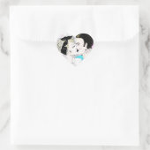 Sticker Cœur Couple de baiser rétro (Sac)