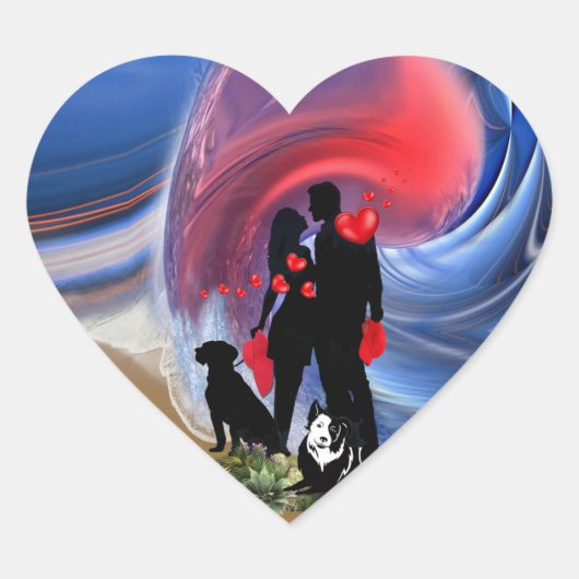 Sticker Cœur Couple de Saint Valentin (Devant)