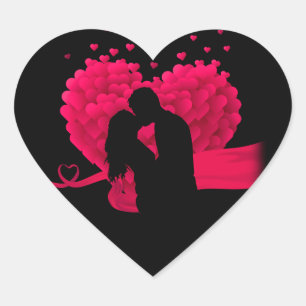 Sticker Cœur Couple en amour Coeurs rouges