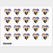 Sticker Cœur Couple Mariage coucher de soleil (Feuille)