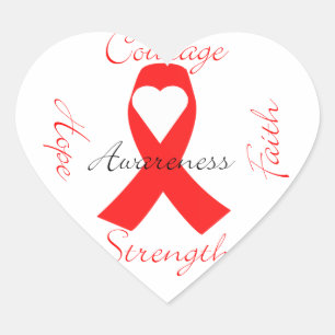 Sticker Cœur Courage rouge de foi d'espoir de conscience de