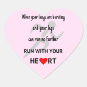 Sticker Cœur Courez avec votre motivation cardiaque (Devant)