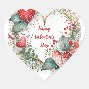 Sticker Cœur Couronne de coeur de la Saint-Valentin florale de