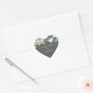 Sticker Cœur Couronne de mariage élégante en neige verte + euca