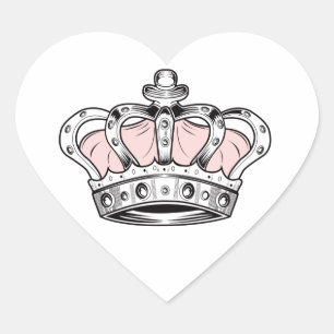 Sticker Cœur Couronne - rose