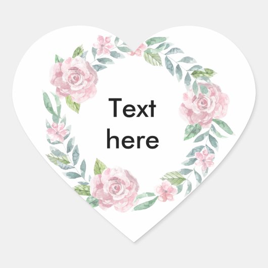 Sticker Cœur Couronne rose pastel pour customiser avec un nom (Devant)