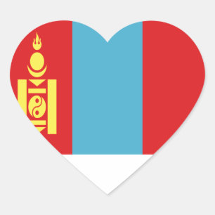 Sticker Cœur Coût bas ! Drapeau de la Mongolie