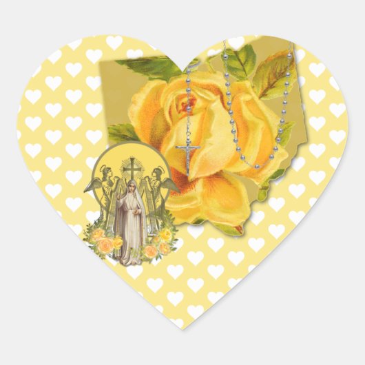 STICKER CŒUR COUVERTURE RELIGIEUSE OHIO MARY FATIMA MARIAN CROS (Devant)