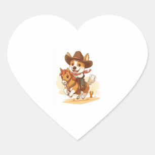 Sticker Cœur Cowboy Corgi � Western Rodeo Chien