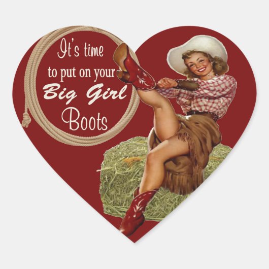 Sticker Cœur Cowgirl Put On You Big Boots (Devant)