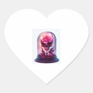 Sticker Cœur Crâne en verre Rose