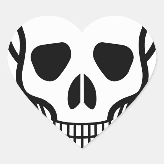 Sticker Cœur Crâne et os croisés (Devant)
