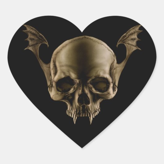 Sticker Cœur Crâne Vampire (Devant)