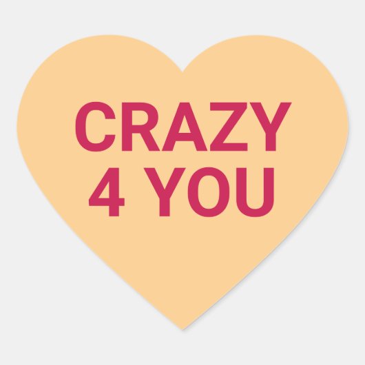 Sticker Cœur Crazy 4 you fun mignon conversation de la Saint Va (Devant)