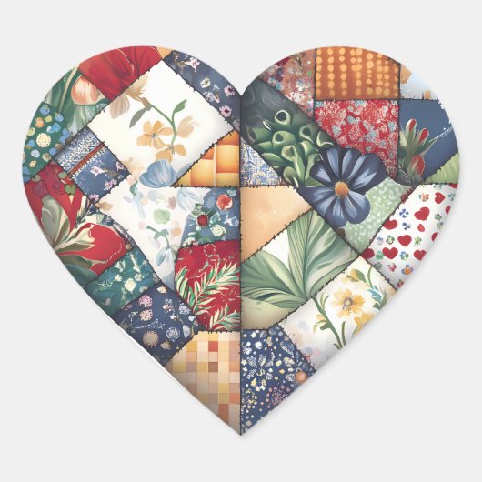 Sticker Cœur Crazy Quilt Coeur Design (Devant)
