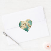 Sticker Cœur Cream Gold Turquoise Cowhide Animal (Enveloppe)