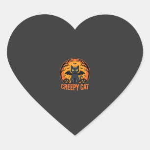 Sticker Cœur Création graphique de chat effrayant Halloween cha