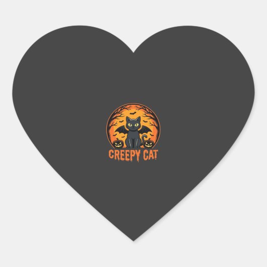 Sticker Cœur Création graphique de chat effrayant Halloween cha (Devant)