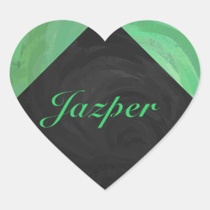 Sticker Cœur Crème d'émeraude et monogramme noir