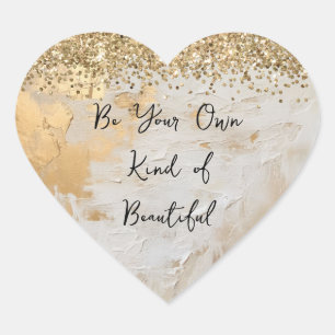 Sticker Cœur Crème dorée Parties scintillant blanche Confetti