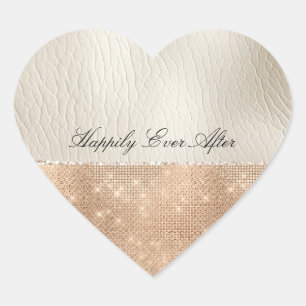 Sticker Cœur Crème Faux Champagne en cuir Éperche
