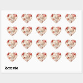 Sticker Cœur Crème Florale Rose Clair Blush (Feuille)