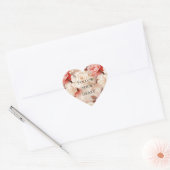 Sticker Cœur Crème Florale Rose Clair Blush (Enveloppe)