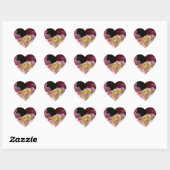 Sticker Cœur Crème rose Hydrangeas jaune rose vert floral (Feuille)