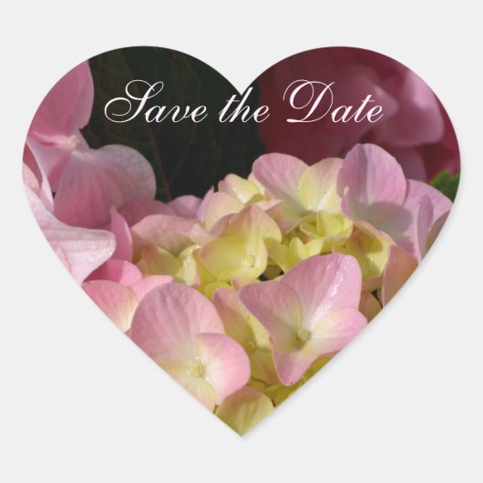 Sticker Cœur Crème rose Hydrangeas jaune rose vert floral (Devant)