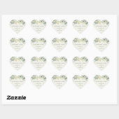 Sticker Cœur Crème Snowberry+Eucalyptus Merci Mariage (Feuille)
