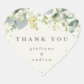 Sticker Cœur Crème Snowberry+Eucalyptus Merci Mariage (Devant)