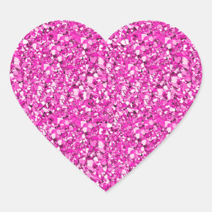 Sticker Cœur cristal druzy - rose fuchsia