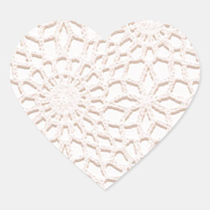 Sticker Cœur Crochet rose