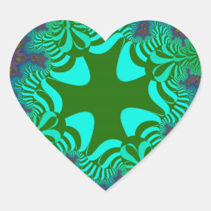 Sticker Cœur Croix arc en ciel verte