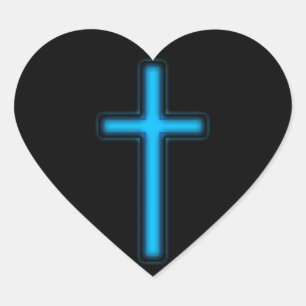 Sticker Cœur Croix bleue