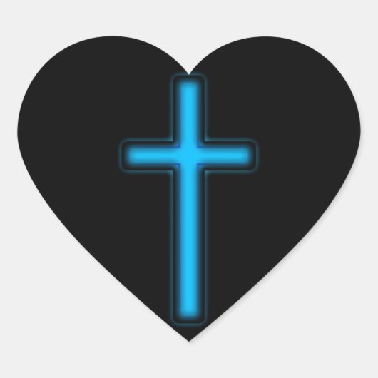 Sticker Cœur Croix bleue (Devant)