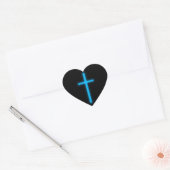 Sticker Cœur Croix bleue (Enveloppe)