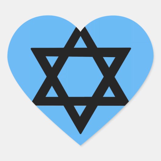 Sticker Cœur Croix de David sur l'Arrière - plan Sky Blue (Devant)